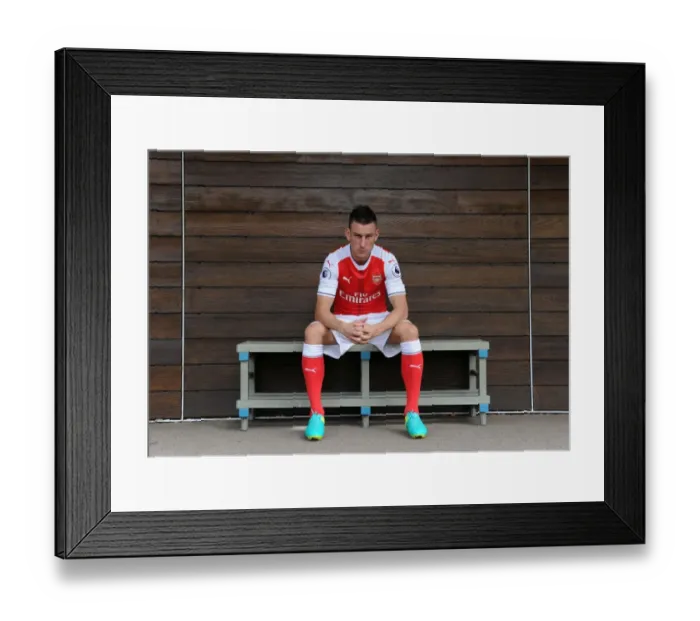 Framed Print : Arsenal FC: 2016-17 Squad - Laurent Koscielny at Arsenal's 1st Team Photocall