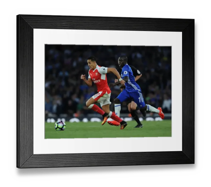 Framed Print : Alexis Sanchez's Brilliant Outmaneuver of N'Golo Kante: A Moment of Genius from the Arsenal vs. Chelsea Clash (2016-17)