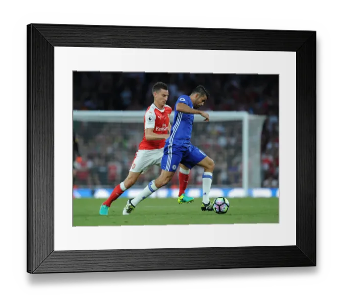 Framed Print : Arsenal vs. Chelsea Showdown: Koscielny vs. Costa - Premier League Battle