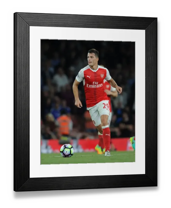 Framed Print : Granit Xhaka in Action: Arsenal vs. Chelsea, Premier League 2016-17