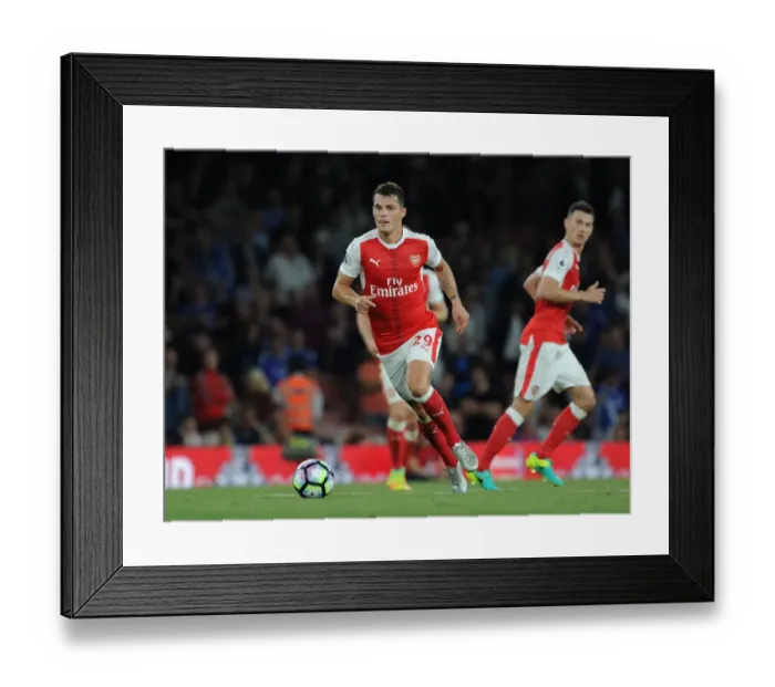 Framed Print : Granit Xhaka in Action: Arsenal vs. Chelsea, Premier League 2016-17