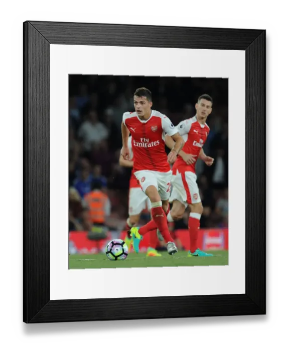 Framed Print : Granit Xhaka in Action: Arsenal vs. Chelsea, Premier League 2016-17