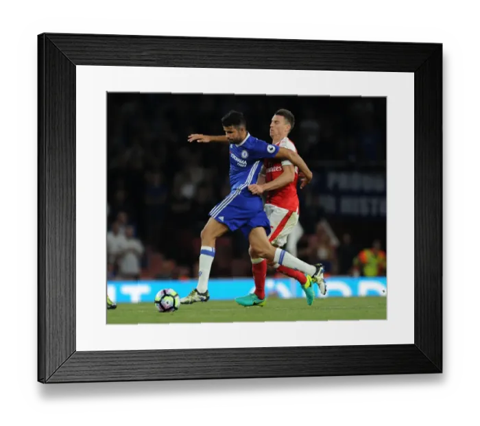 Framed Print : Koscielny vs. Costa: A Premier League Battle at the Emirates Framed Print : Koscielny vs. Costa: A Premier League Battle at the Emirates