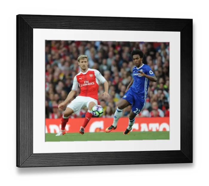 Framed Print : Monreal vs. Willian: A Battle in the Arsenal vs. Chelsea Rivalry (2016-17) Framed Print : Monreal vs. Willian: A Battle in the Arsenal vs. Chelsea Rivalry (2016-17)