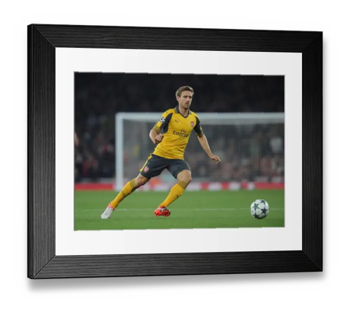 Framed Print : Nacho Monreal in Action: Arsenal vs. FC Basel, UEFA Champions League, 2016