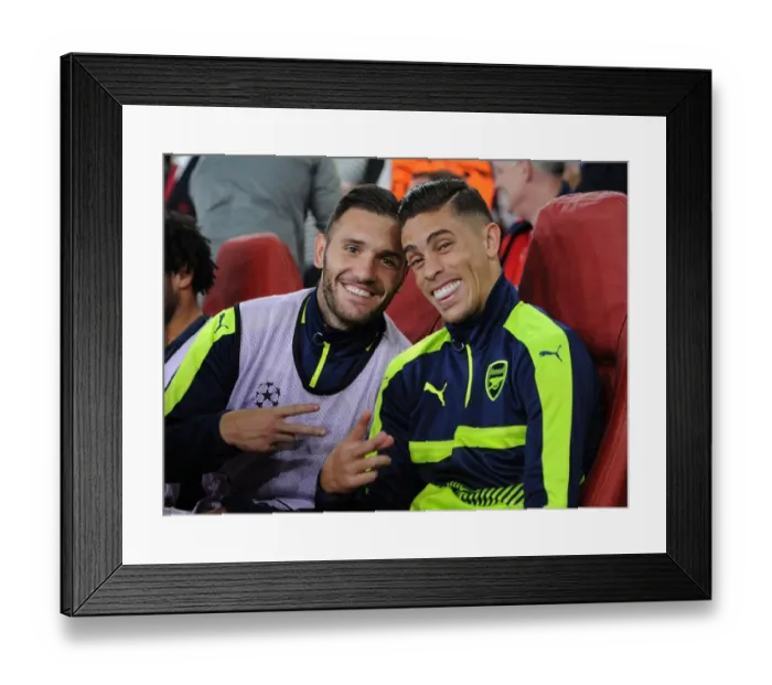 Framed Print : Arsenal FC: Gabriel and Lucas Perez Gear Up for FC Basel Showdown in Champions League