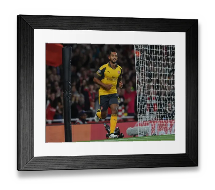 Framed Print : Theo Walcott's Strike: Arsenal's Victory Over FC Basel in the 2016-17 UEFA Champions League