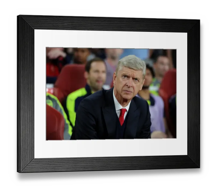 Framed Print : Arsene Wenger: Arsenal Manager Before Arsenal vs. FC Basel UEFA Champions League Match (2016-17)