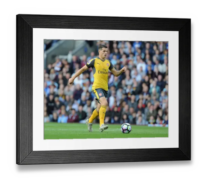 Framed Print : Granit Xhaka in Action: Arsenal vs. Burnley, Premier League 2016-17