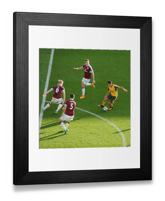 Framed Print : Intense Battle: Sanchez vs. Burnley's Defenders - Sanchez Under Pressure (2016-17)