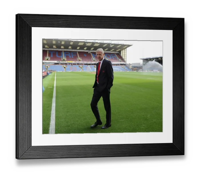 Framed Print : Arsene Wenger Inspects Turf Moor Pitch Ahead of Burnley vs Arsenal (2016-17)