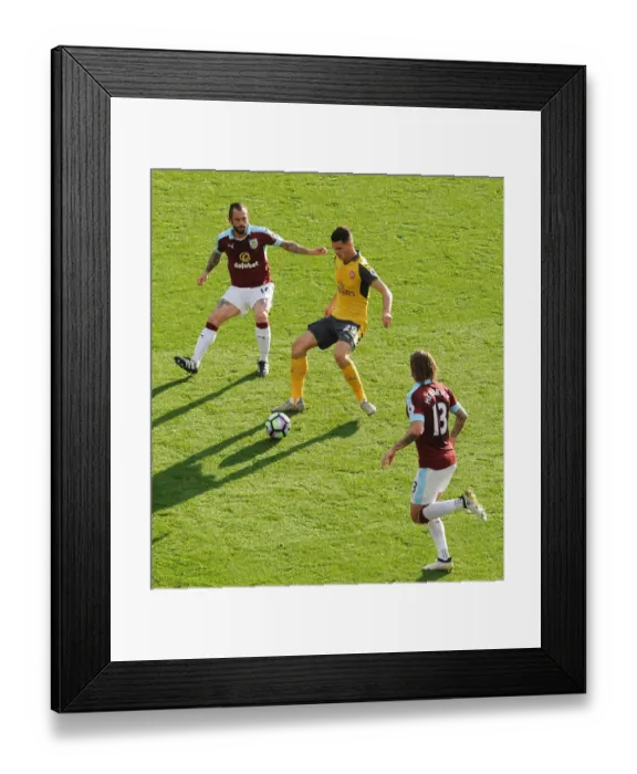 Framed Print : Granit Xhaka: Under Pressure Against Burnley's Defensive Duo, 2016-17 Premier League Framed Print : Granit Xhaka: Under Pressure Against Burnley's Defensive Duo, 2016-17 Premier League