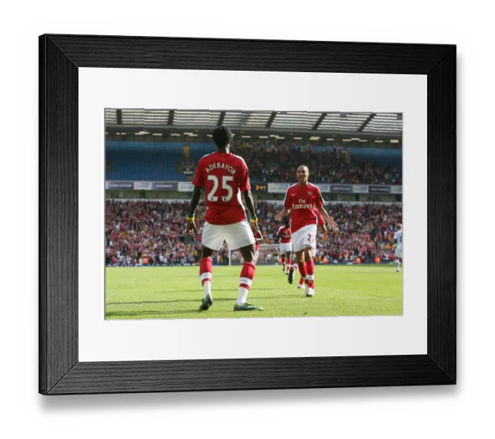 Framed Print : Emmanuel Adebayor celebrates scoring the 2nd Arsenal