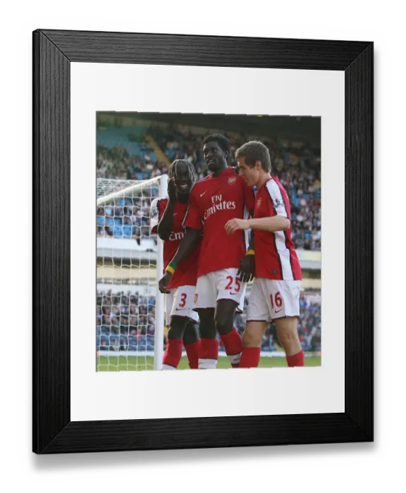 Framed Print : Emmanuel Adebayor celebrates scoring the 4th Arsenal Framed Print : Emmanuel Adebayor celebrates scoring the 4th Arsenal