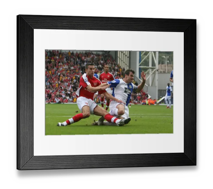 Framed Print : Robin van Persie shoots past Ryan Nelson to score