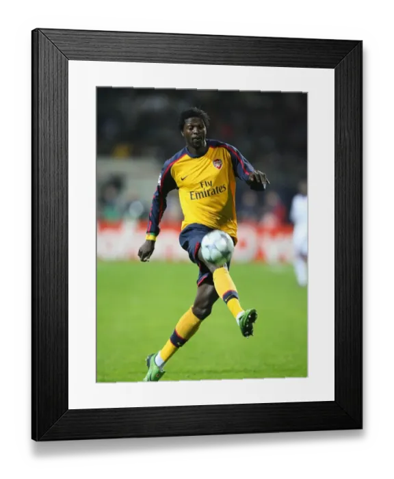 Framed Print : Emmanuel Adebayor: Battle at Valeri Lobanovski Stadium - Arsenal vs. Dynamo Kiev, UEFA Champions League, Group G (1-1) Framed Print : Emmanuel Adebayor: Battle at Valeri Lobanovski Stadium - Arsenal vs. Dynamo Kiev, UEFA Champions League, Group G (1-1)