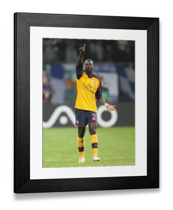 Framed Print : Arsenal's Emmanuel Eboue in Action: A Tie Against Dynamo Kiev in the UEFA Champions League, 2008