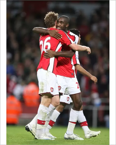 Johan Djourou celebrates the 2nd Arsenal goal with
