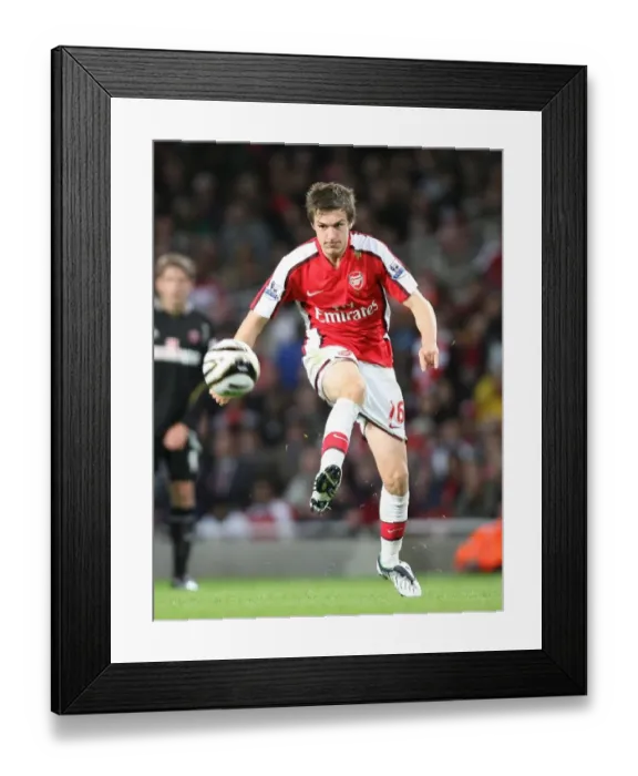 Framed Print : Arsenal's Aaron Ramsey Shines in 6-0 Carling Cup Victory over Sheffield United, Emirates Stadium, 2008