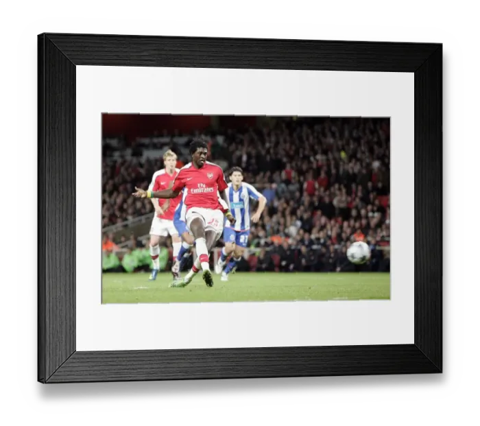 Framed Print : Emmanuel Adebayor scores Arsenals 4th goal his 2nd Framed Print : Emmanuel Adebayor scores Arsenals 4th goal his 2nd