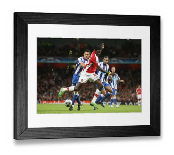 Framed Print : Emmanuel Adebayor (Arsenal) Nelson Benitez (Porto) Framed Print : Emmanuel Adebayor (Arsenal) Nelson Benitez (Porto)