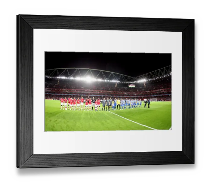 Framed Print : Arsenal and Porto teams line up before the match Framed Print : Arsenal and Porto teams line up before the match