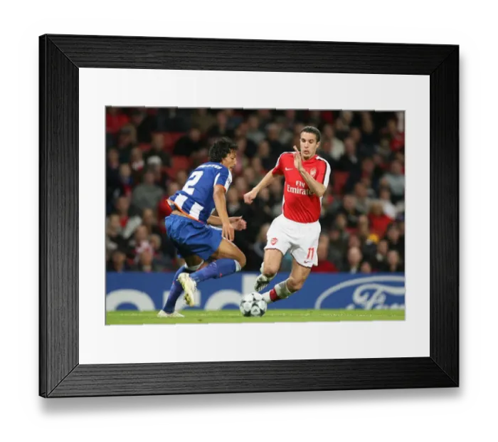 Framed Print : Arsenal's Van Persie Scores Twice in 4-0 Win Over Porto's Bruno Alves in Champions League