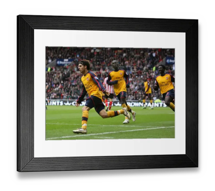 Framed Print : Unforgettable Moment: Fabregas, Sagna, and Toure's Goal Celebration vs. Sunderland, 2008