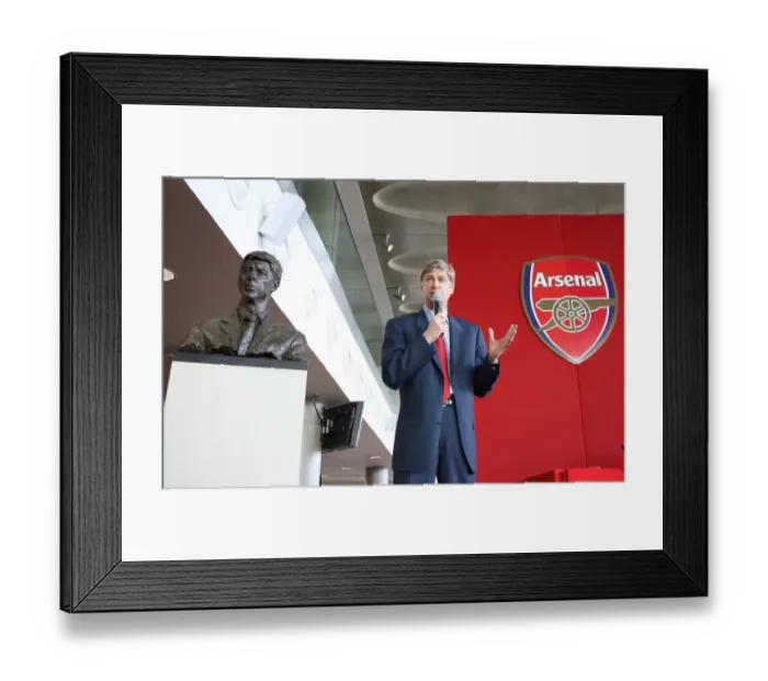 Framed Print : Arsene Wenger Unveils His Bust at Arsenal's Emirates Stadium