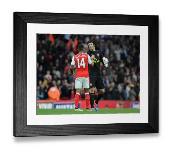 Framed Print : Arsenal's Walcott and Cech Celebrate Victory Over Swansea City (2016-17)