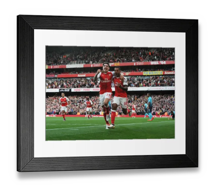 Framed Print : Arsenal: Walcott and Bellerin Celebrate First Goal Against Swansea City (2016-17)