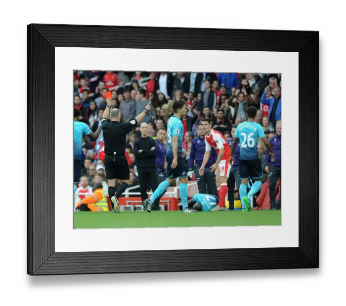 Framed Print : Arsenal's Xhaka Red-Carded in Premier League Clash Against Swansea City