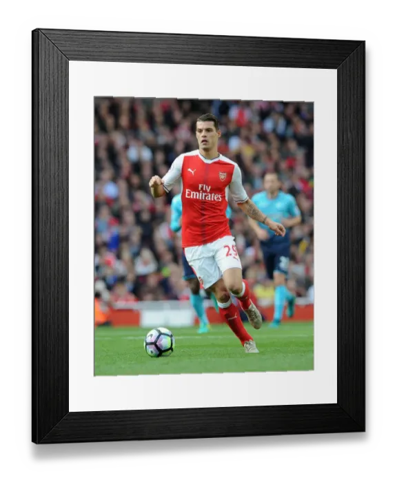 Framed Print : Granit Xhaka in Action: Arsenal vs Swansea City, Premier League 2016-17