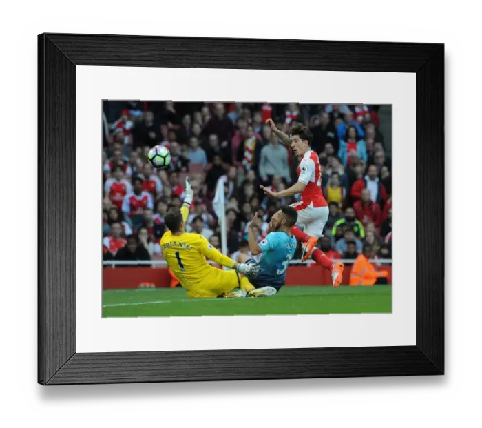 Framed Print : Bellerin's Blocked Shot: Arsenal vs Swansea City Framed Print : Bellerin's Blocked Shot: Arsenal vs Swansea City