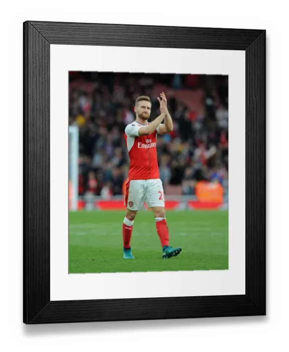 Framed Print : Arsenal's Mustafi Celebrates with Fans: Arsenal's Victory over Swansea City (2016-17) Framed Print : Arsenal's Mustafi Celebrates with Fans: Arsenal's Victory over Swansea City (2016-17)