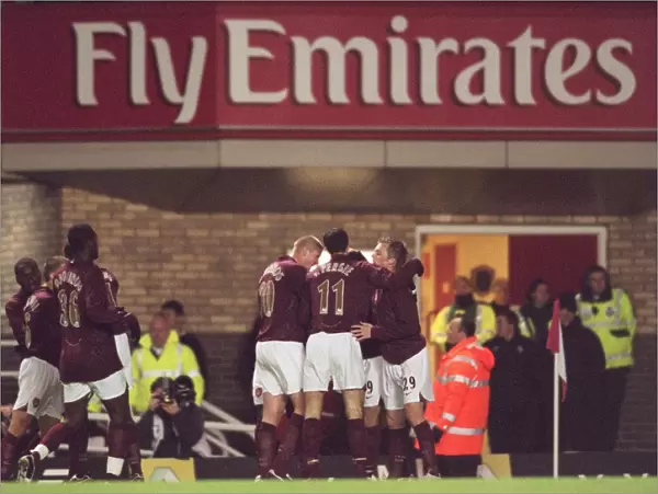 Jose Reyes and Philippe Senderos Celebrate Arsenal's First Goal: 3-0 Victory over Reading (Carling League Cup, 2005)