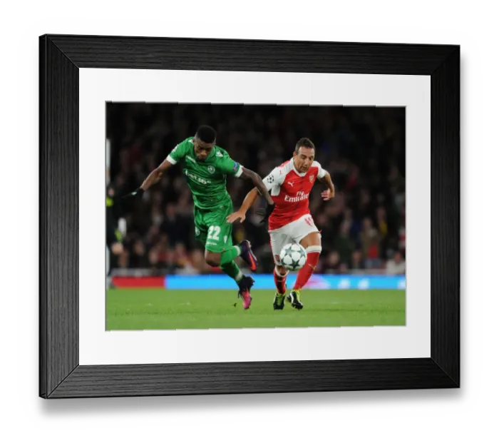 Framed Print : Arsenal's Santi Cazorla Outsmarts Ludogorets Cafu in Champions League Clash