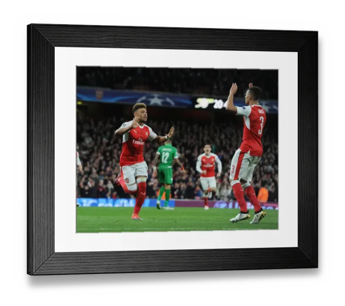 Framed Print : Arsenal's Oxlade-Chamberlain and Gibbs Celebrate Goals Against Ludogorets in 2016-17 Champions League Framed Print : Arsenal's Oxlade-Chamberlain and Gibbs Celebrate Goals Against Ludogorets in 2016-17 Champions League