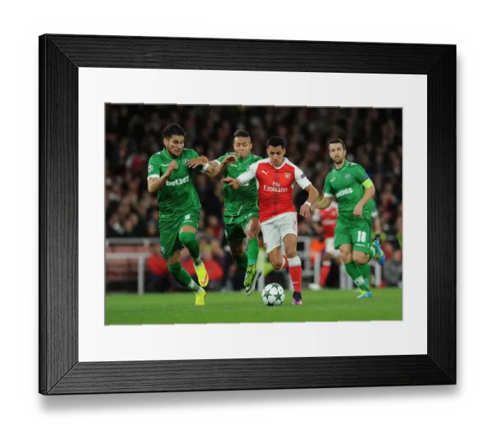 Framed Print : Arsenal vs Ludogorets: Alexis Sanchez Faces Off in Champions League Clash