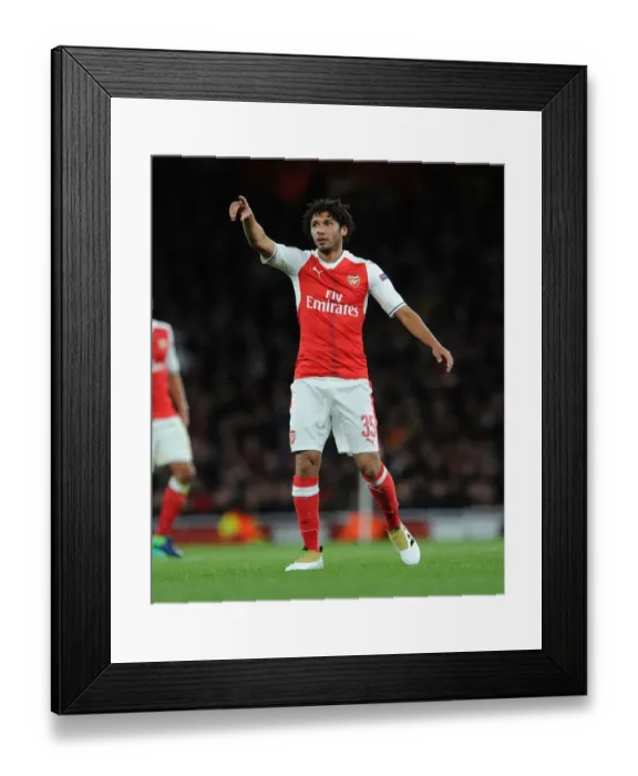 Framed Print : Arsenal vs Ludogorets: Mohamed Elneny in Action at Emirates Stadium, UEFA Champions League 2016-17