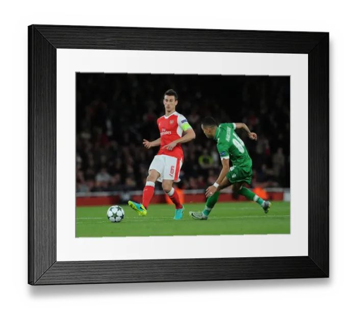 Framed Print : Arsenal vs Ludogorets: Laurent Koscielny Faces Pressure in 2016-17 Champions League Clash