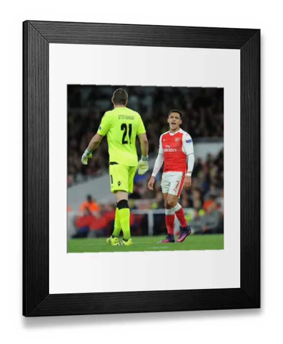 Framed Print : Arsenal vs Ludogorets: Sanchez's Intense Clash in the 2016-17 UEFA Champions League