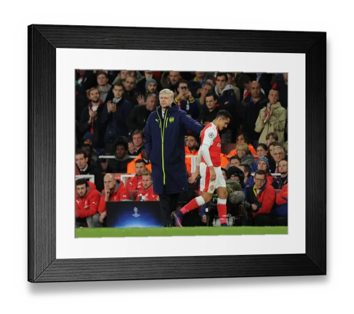 Framed Print : Arsene Wenger Consoles Substituted Alexis Sanchez during Arsenal vs Ludogorets Champions League Match, 2016 Framed Print : Arsene Wenger Consoles Substituted Alexis Sanchez during Arsenal vs Ludogorets Champions League Match, 2016