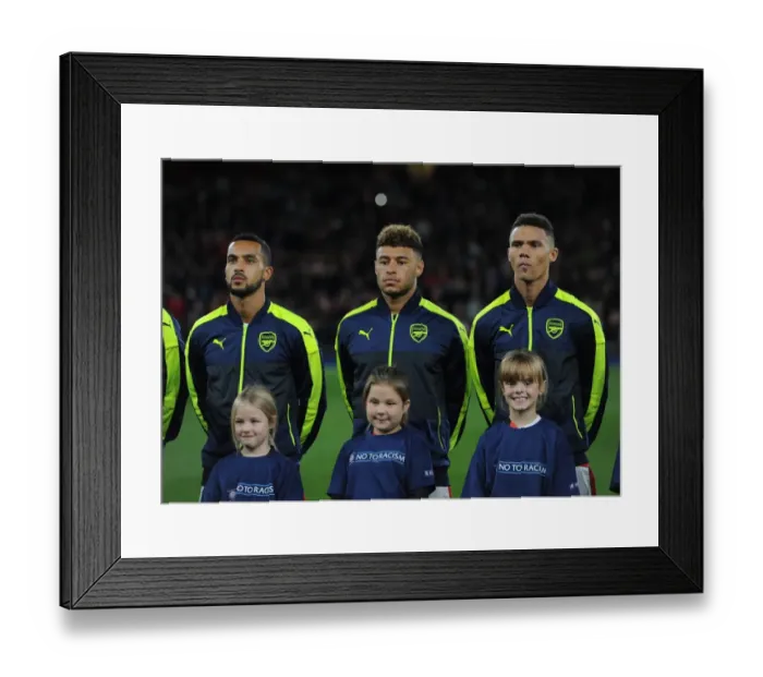 Framed Print : Arsenal FC: Theo Walcott, Alex Oxlade-Chamberlain, and Kieran Gibbs Prepare for Arsenal v PFC Ludogorets Razgrad in the UEFA Champions League Framed Print : Arsenal FC: Theo Walcott, Alex Oxlade-Chamberlain, and Kieran Gibbs Prepare for Arsenal v PFC Ludogorets Razgrad in the UEFA Champions League