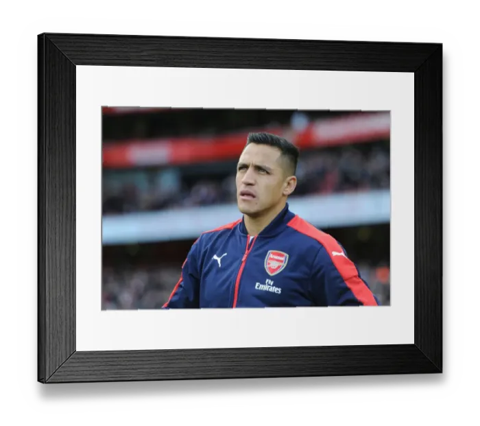 Framed Print : Arsenal's Alexis Sanchez Gears Up for Arsenal v Middlesbrough in the Premier League (2016-17)