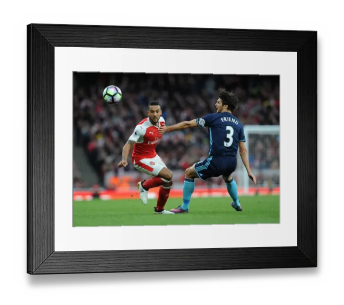 Framed Print : Intense Battle: Lucas Perez vs George Friend - Arsenal vs Middlesbrough Football Rivalry