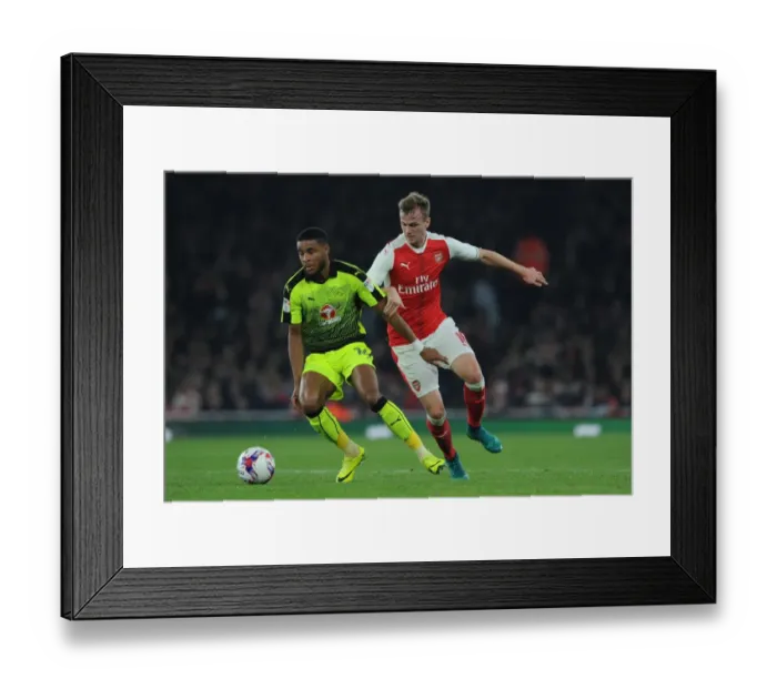 Framed Print : Arsenal vs. Reading: Clash between Rob Holding and Dominic McCleary in the EFL Cup