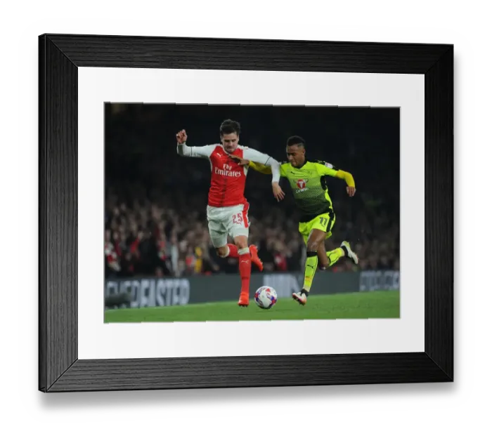 Framed Print : Arsenal's Jenkinson Clashes with Reading's Wieser in EFL Cup Showdown