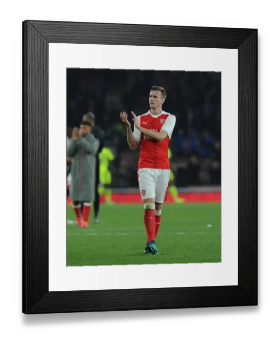 Framed Print : Rob Holding Celebrates with Arsenal Fans after Arsenal v Reading EFL Cup Victory Framed Print : Rob Holding Celebrates with Arsenal Fans after Arsenal v Reading EFL Cup Victory