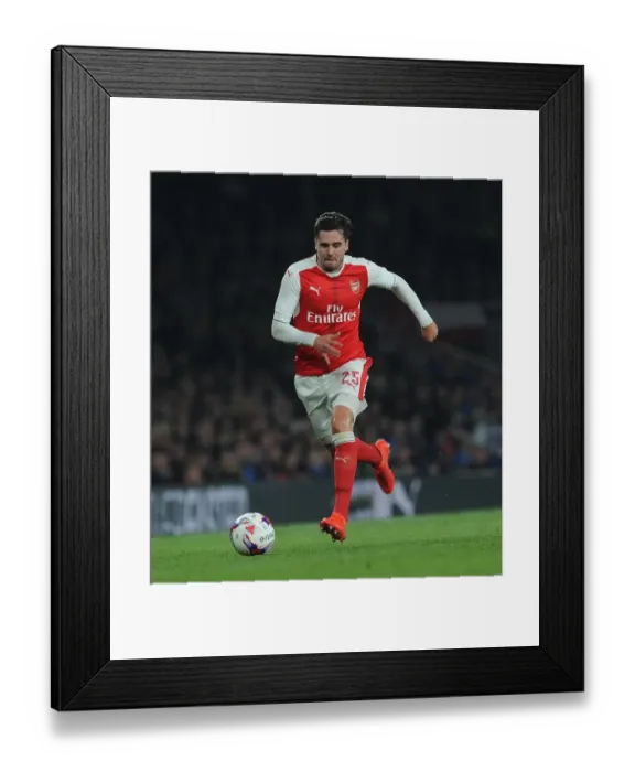 Framed Print : Carl Jenkinson (Arsenal). Arsenal 2: 0 Reading. EFL Cup 4th Round. Emirates Stadium